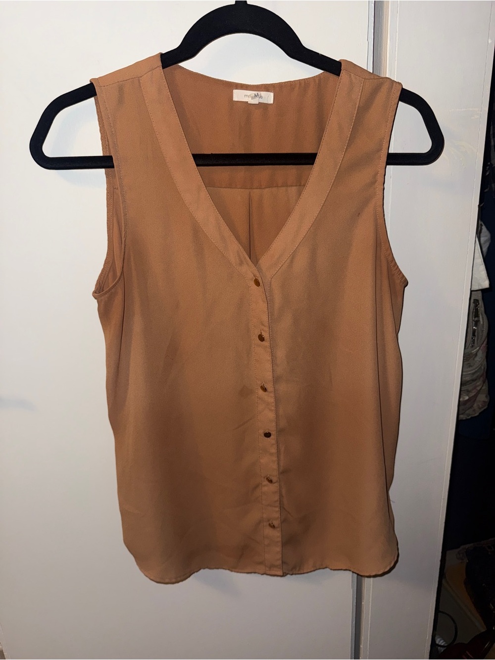 Maurices Sleeveless Button-Front V-Neck Top - Camel Brown